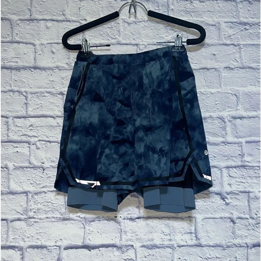 LULULEMON MEN SURGE SHORT 6" LINED BOLD LINES SPRAY DYE